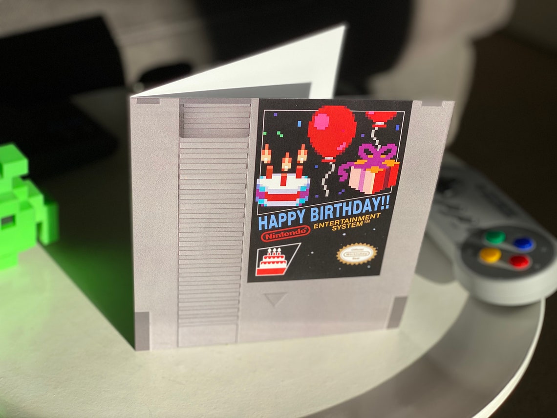 Retro Gaming Birthday Card Nintendo NES Cartridge Design Etsy