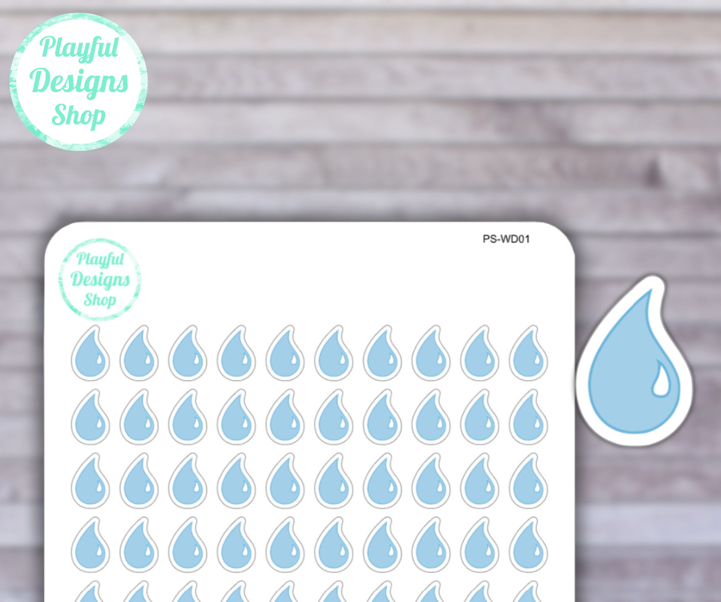 Water Drop Planner Sticker Sheet - Etsy