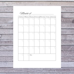 Editable Blank Calendar, Blank Fillable Calendar Printable, Letter Size ...