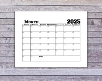 2025 Blank Fillable Calendar Printable, Monthly PDF