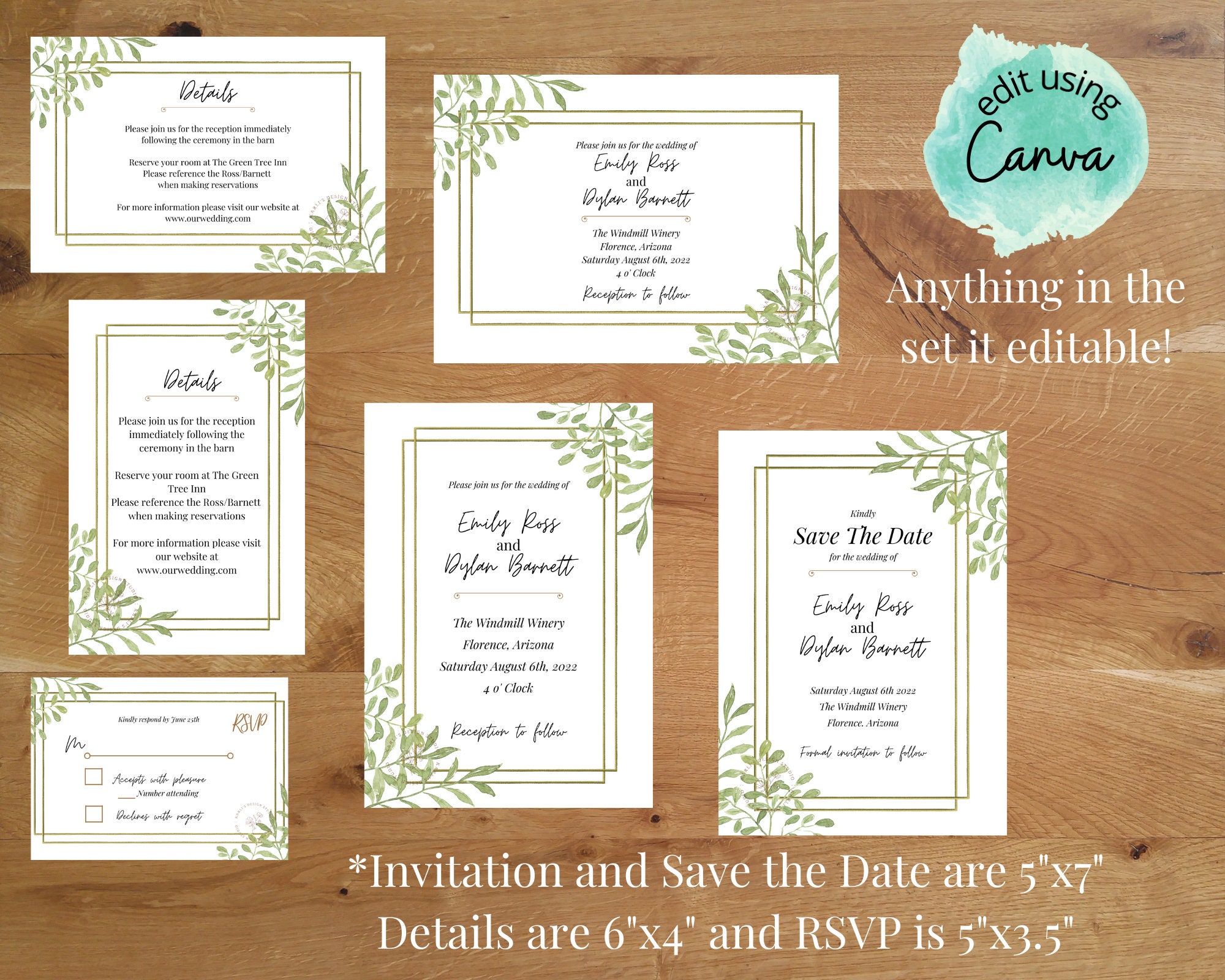 Printable Wedding Invitation Set Suite Template Download | Etsy
