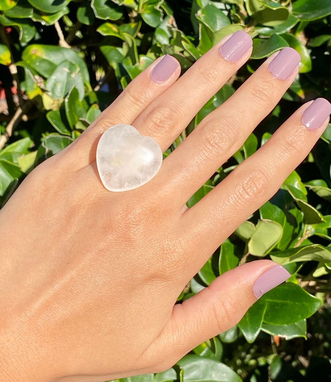 CLEAR QUARTZ RING Heart Ring, Statement Ring, Birthstone Crystal Ring