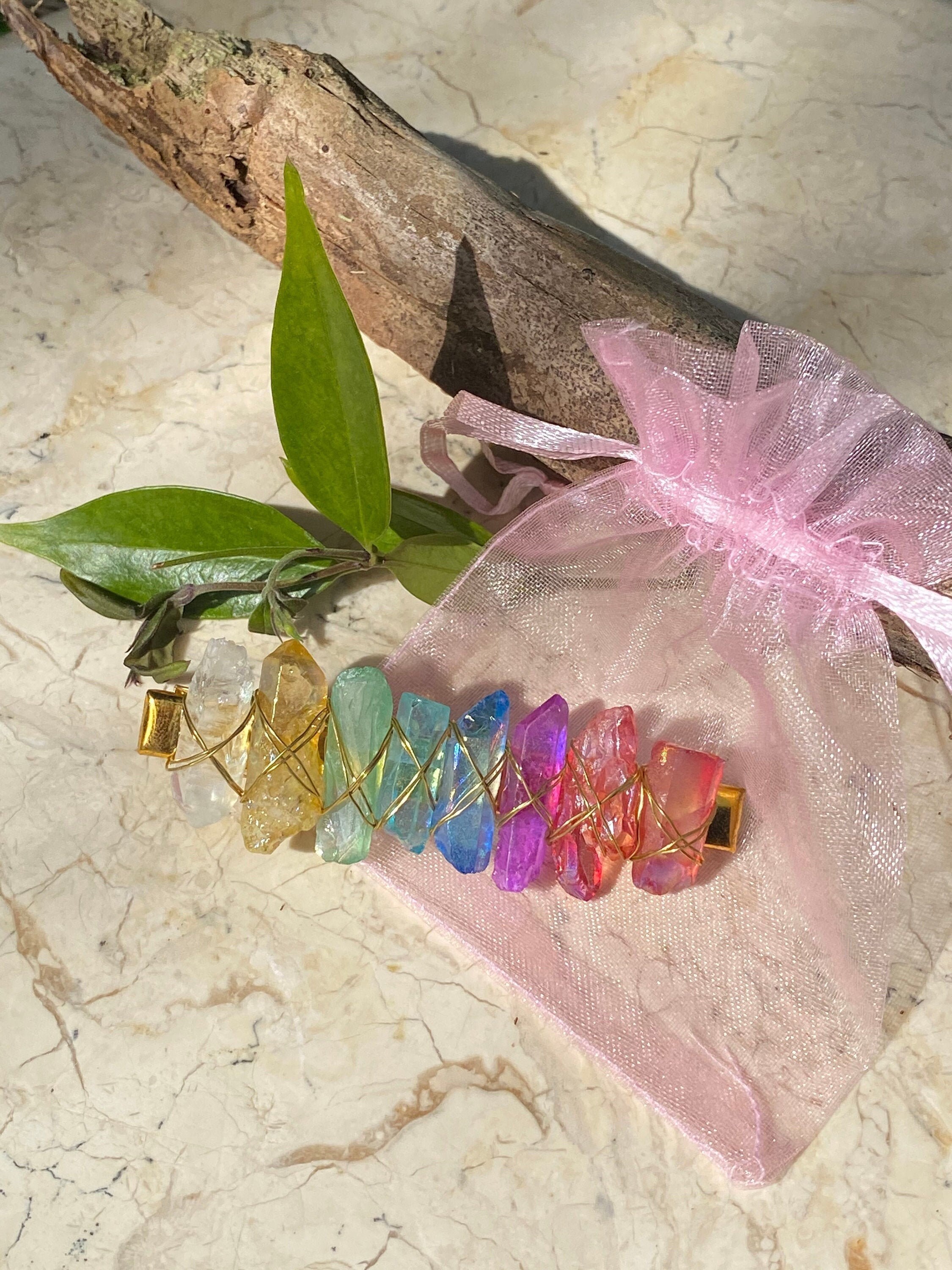 CRYSTALS HAIR CLIP Colorfulcrystals Hair Clip Wire Wrapped Etsy