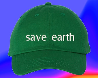 Gorra bordada "Salva la Tierra" de la ecologista AOC, con el Nuevo Pacto Verde y color personalizado. Gorra ajustable bordada estilo "papá".