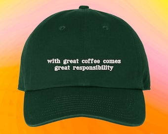 With Great Coffee Hat Coffee Lovers Gift Coffee Clothes Cup of Joe Hat Coffee Addict Custom Color Adjustable Embroidered Dad Hat