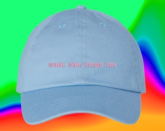 Manic Pixie Dream Boy Hat Custom Color Adjustable Embroidered Dad Hat