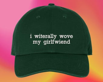 Literalmente tejí el gorro de mi novia, relleno para calcetín navideño para novio, regalo divertido de aniversario de prometido, gorro de papá ajustable bordado de color