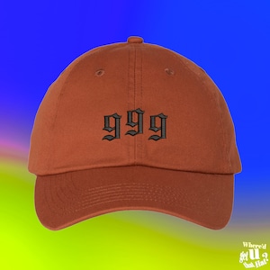 Old English 999 Hat Satanic Angel Hat Custom Color Adjustable Embroidered Dad Hat