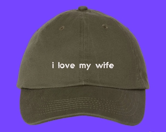 I Love My Wife Hat Stocking Filler For Husband Funny Marriage Anniversary Gift  Custom Color Adjustable Embroidered Dad Hat