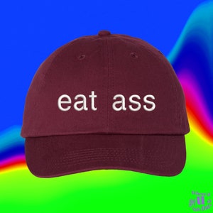 Chapeau Eat Ass, cadeau en métal, cadeau de fierté, cadeau pervers, chapeau pour papa brodé, couleur réglable, réglable