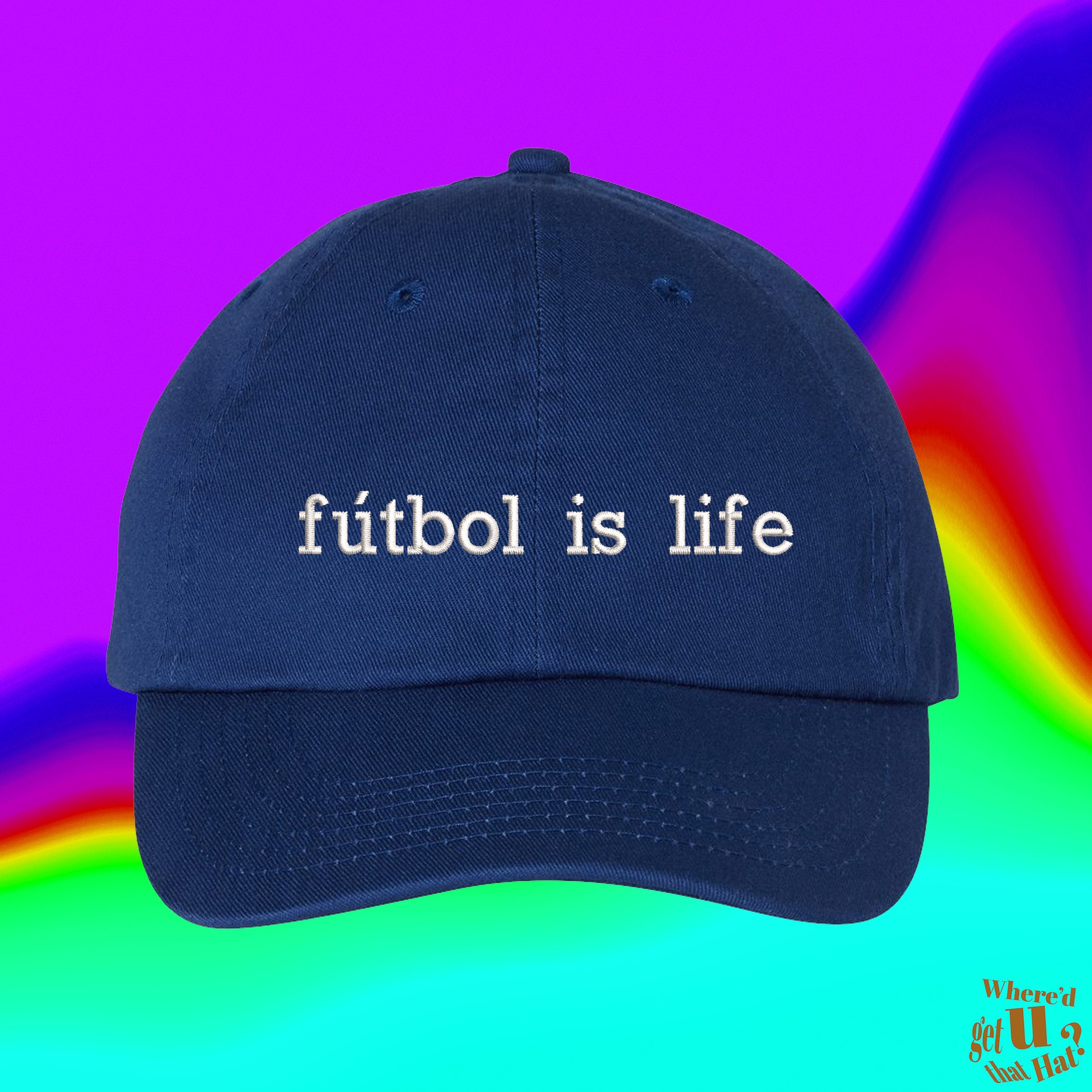 Discover Ftbol  Is Life Hat | Football Mom | Dad | Soccer Fans | Sports | Funny | Motivational Quote | Custom Color Adjustable Embroidered Dad Hat