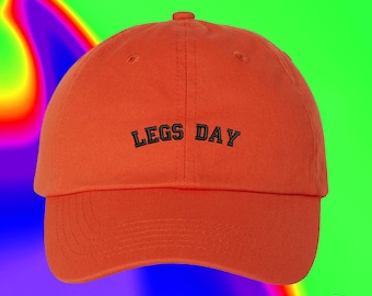 Casquette pour la journée des jambes, casquette de gym, tenue d'entraînement, routine bas du corps, cadeau pour meilleure amie, couleur personnalisée, ajustable, brodée, casquette de papa