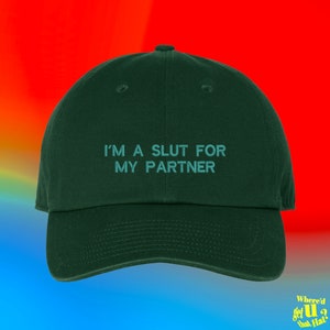 Jag är en slampa för min partner-hatt Alla hjärtans dag för pojkvän rolig par make/maka anpassad färg justerbar broderad pappahatt