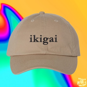 Gorro Ikigai, gorro con concepto japonés, inspiración motivacional, gorro bordado personalizado y ajustable para papá
