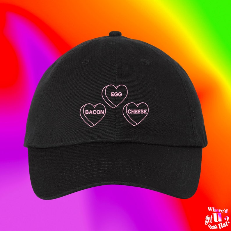 Bacon Egg Cheese Hat Breakfast Lover Foodie Restaurant Custom Color Adjustable Embroidered Dad Hat image 1