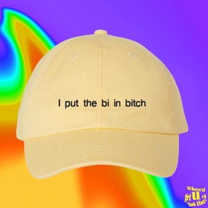 Jag sätter Bi i Bitch-hatt Bisexuell Pride-present HBTQ-kläder Anpassad färg justerbar broderad pappahatt (234_08)