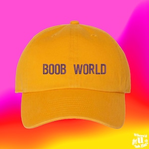 Boob World Hat Boyfriend and Girlfriend Funny Couple Funny Spouse Custom Color Adjustable Embroidered Dad Hat