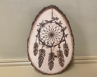 Wood Burned Dream Catcher