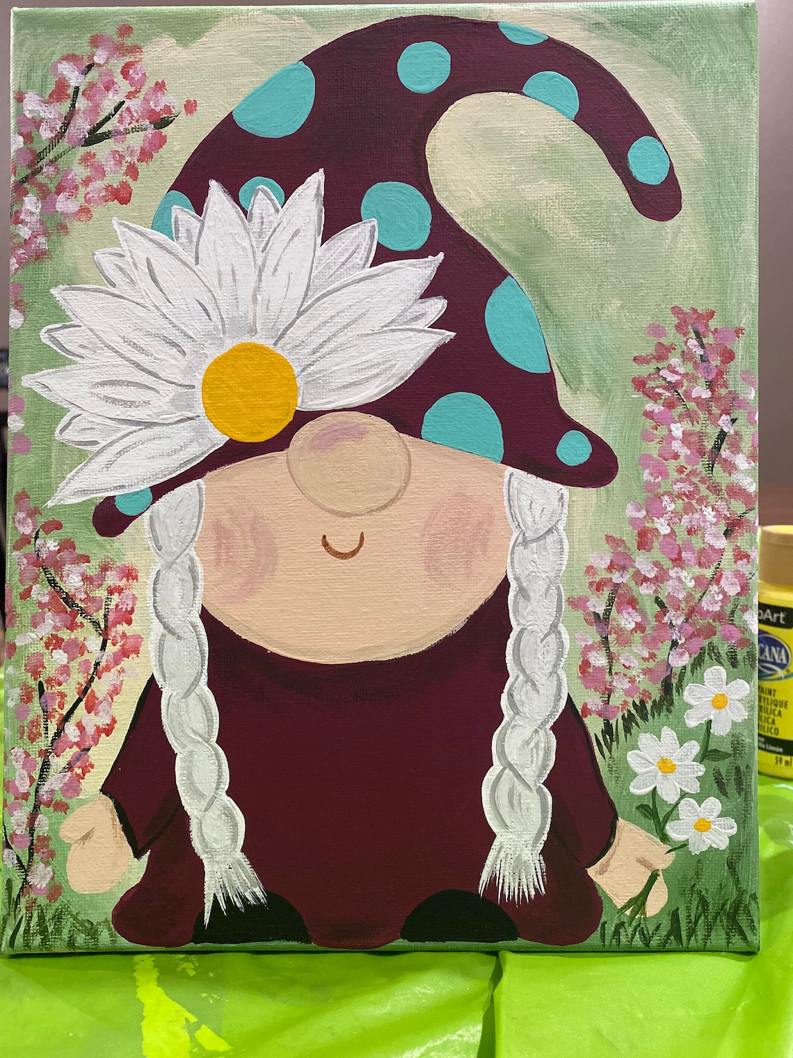 Spring Time Gnome acrylic painting Etsy