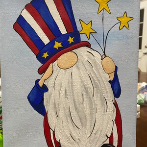 Uncle Sam Gnome acrylic painting