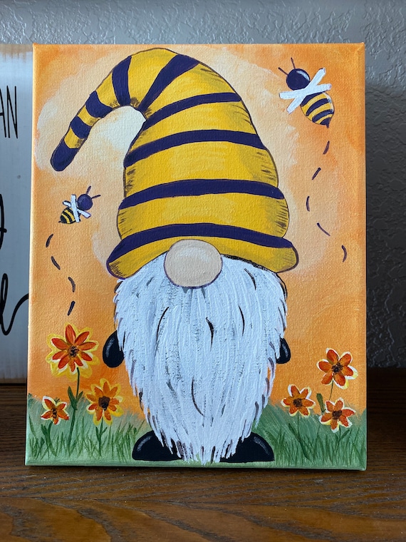 Summer Gnome acrylic painting Etsy