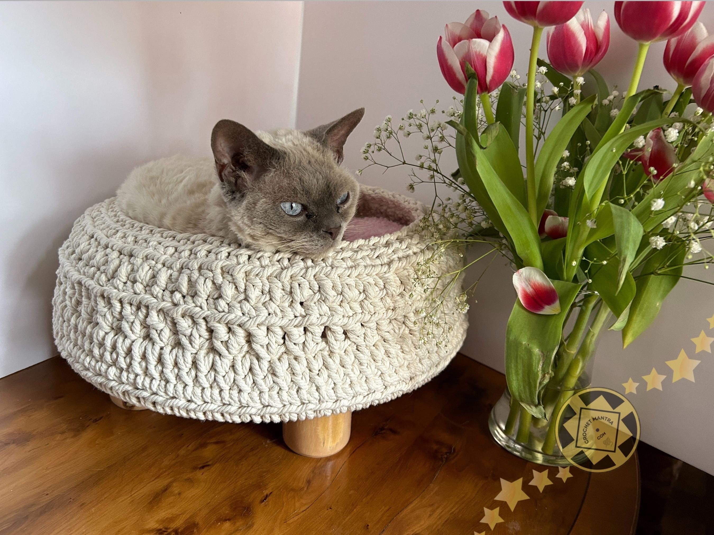 PDF Crochet Cat Bed Pattern Crochet Cat Bed Deluxe Cat Nest Crochet