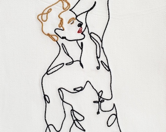 Monoline Male Model Embroidery Design: Muscular Body Art (Digital Download)