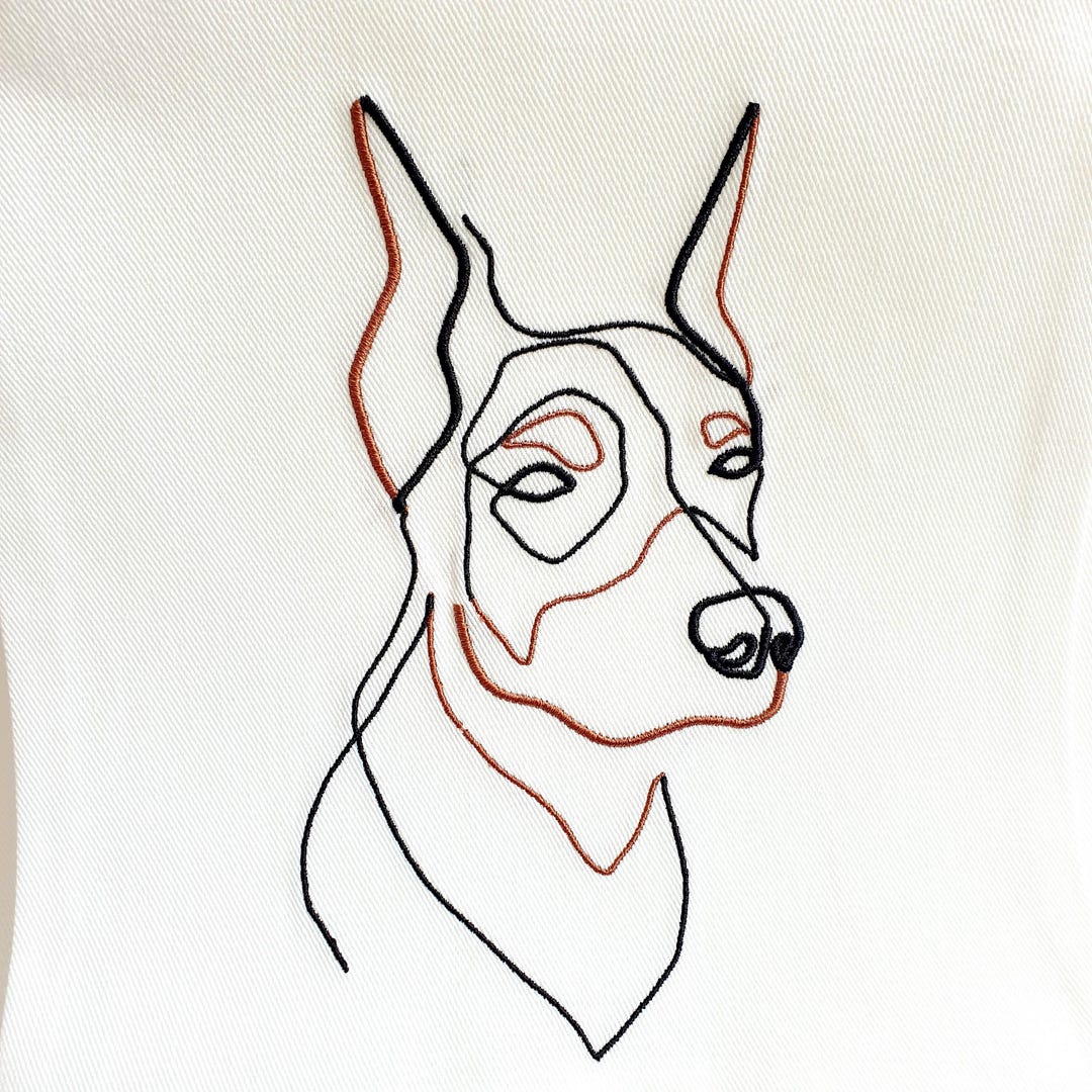 Doberman Dog Line Art Machine Embroidery Pattern (digital Download) - Etsy