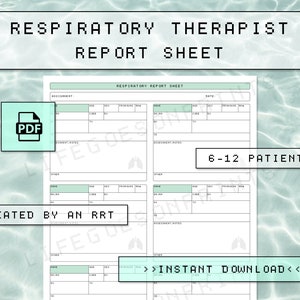 Respiratory Therapist Report Sheet Downloadable PDF