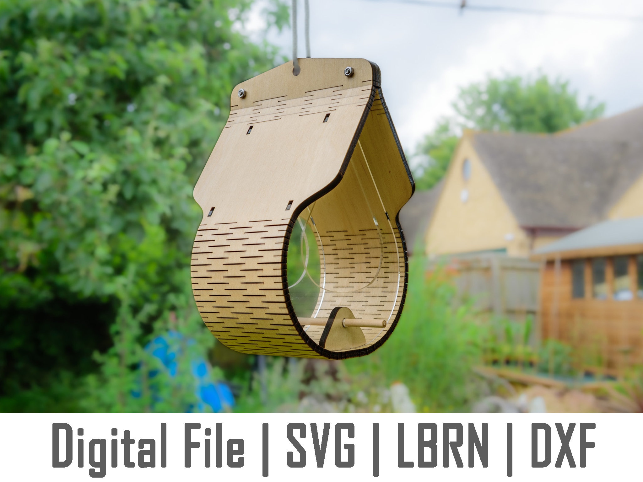 Dewdrop bird feeder instant download, vector, svg, dxf, lbrn, digital file for laser cutting, Glowforge