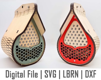 Dewdrop bee hotel instant download, vector, svg, dxf, lbrn, digital file for laser cutting, Glowforge