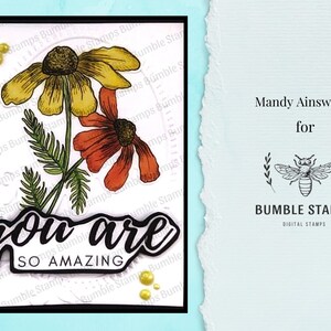 Floral Digi Stamp Line Art for Cardmaking, Cricut, Silhouette image 2