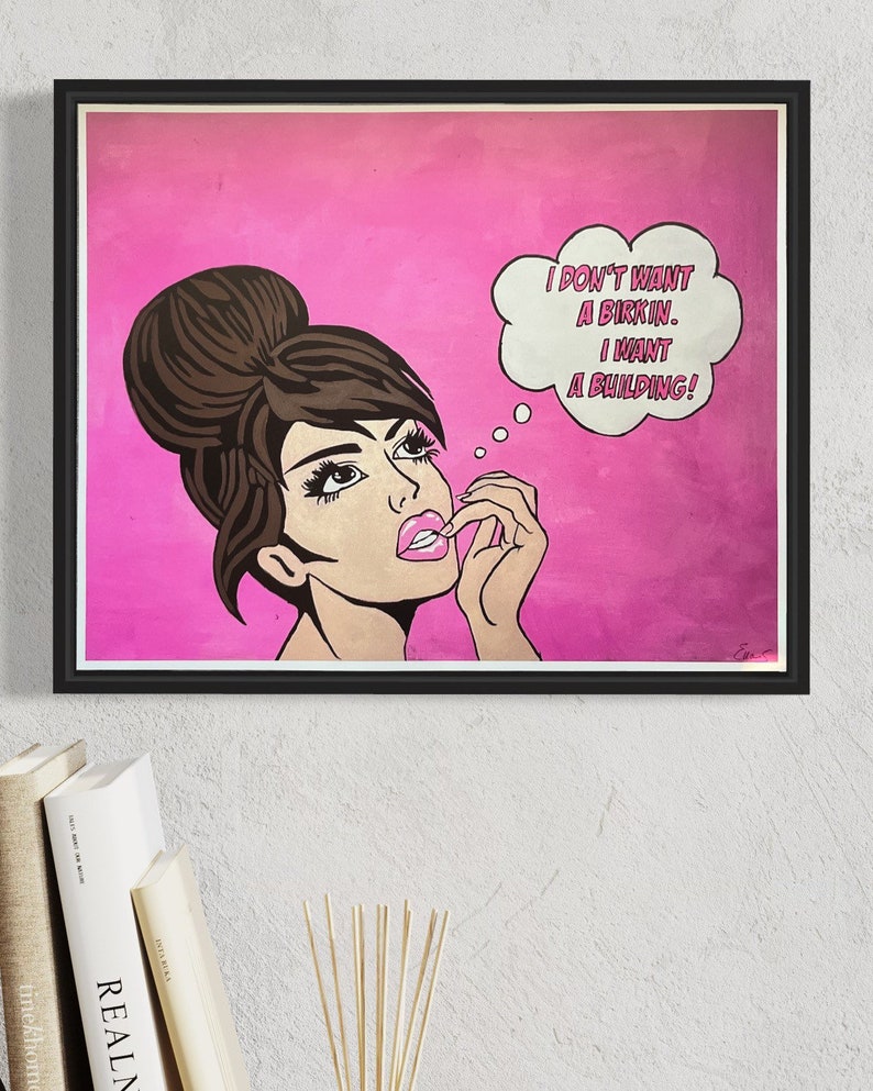 Pop Art Wall Art, Thinking Girl With English Text, Comic Pop Art Print
