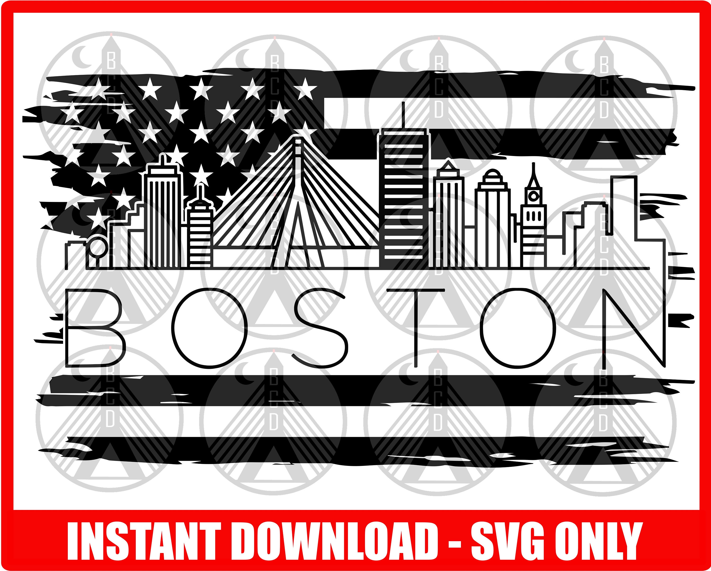 Boston SVG, Boston Skyline SVG, Boston Outline svg, Boston Cityscape Svg, Massachusetts svg, Boston Silhouette, Boston Clip Art