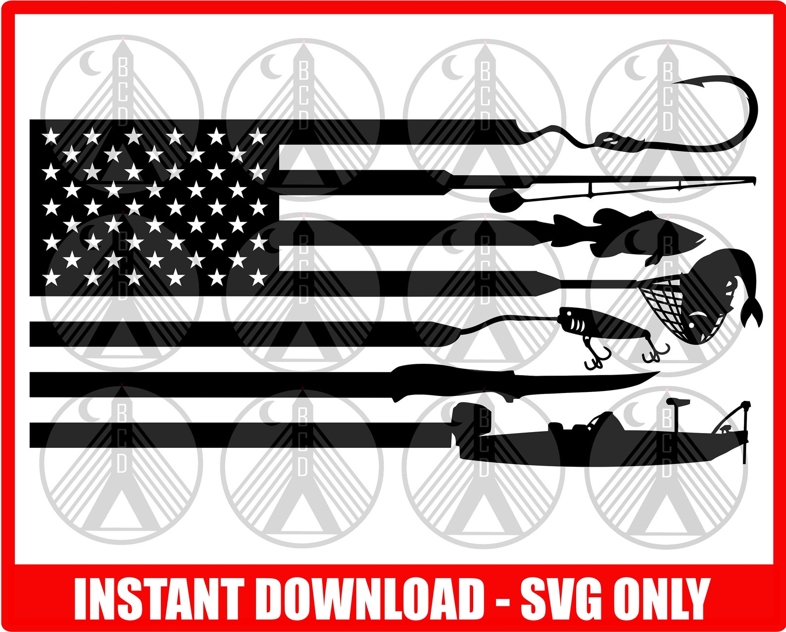 Fishing Flag SVG Fishing SVG Fishing Boat svg Bass Fish | Etsy