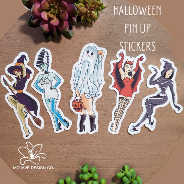 Halloween Pin Up Sticker | Halloween Pin Up | Pin Up Stickers | Pin Up Sticker Set | Spooky Stickers | Pin Up Girls | Halloween Stickers