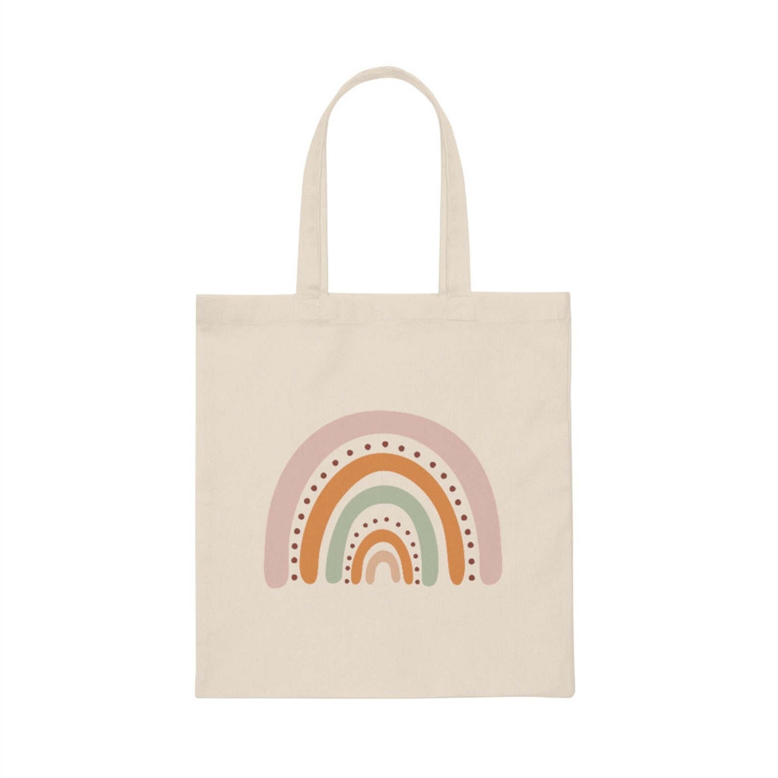 Rainbow Canvas Tote Bag Rainbow Shopping Bag Boho Rainbow Etsy