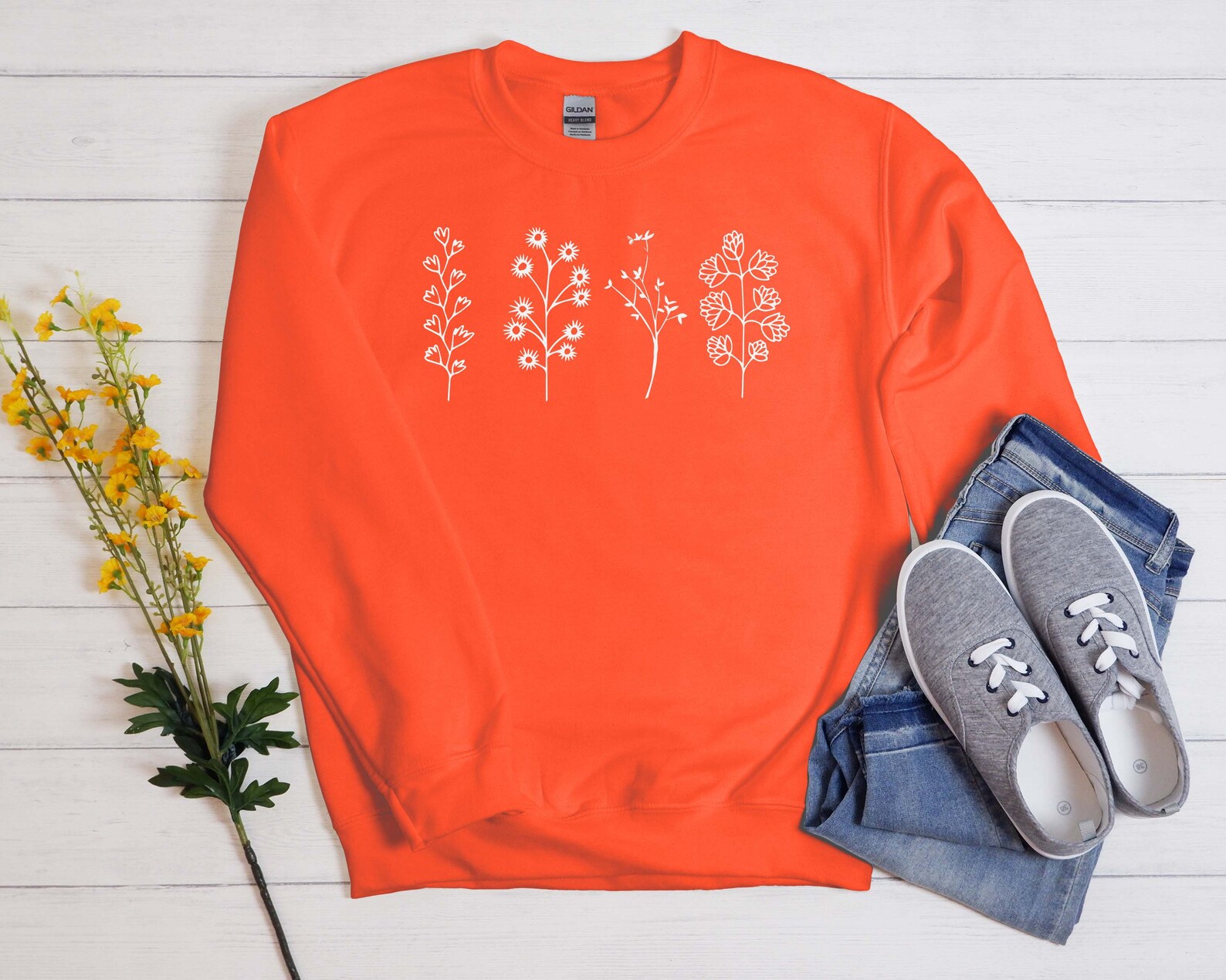 Botanical Floral Sweatshirt Flower Sweatshirt Wildflower Etsy