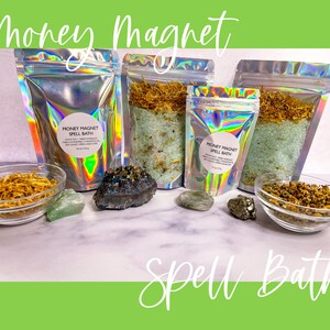 Money Magnet Intention + Herb Based Spell Bath | All Natural Self care - Essential Oil - | Money Ritual Bath | Gift for Her | Spiritual Bath