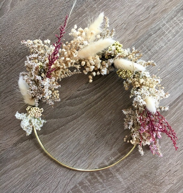 Couronne Fleurs Séchées, Couronne, Wreath, Composition Dried Flowers