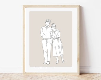 Line art from photo Couple Gift Handdrawn Digital Download