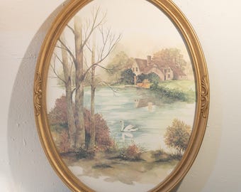 Vintage 1980s HOMCO Kunstdruck von Frank Massa mit Rahmen
