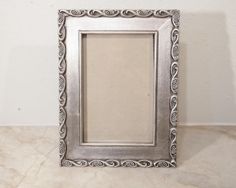 Vintage verzierten Silber und Gold Wash Holz Bilderrahmen