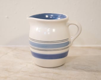 Vintage Pfaltzgraff Rio Blue Stripe Creamer | Stoneware Cream Pitcher | Replacement Pfaltzgraff Mexico