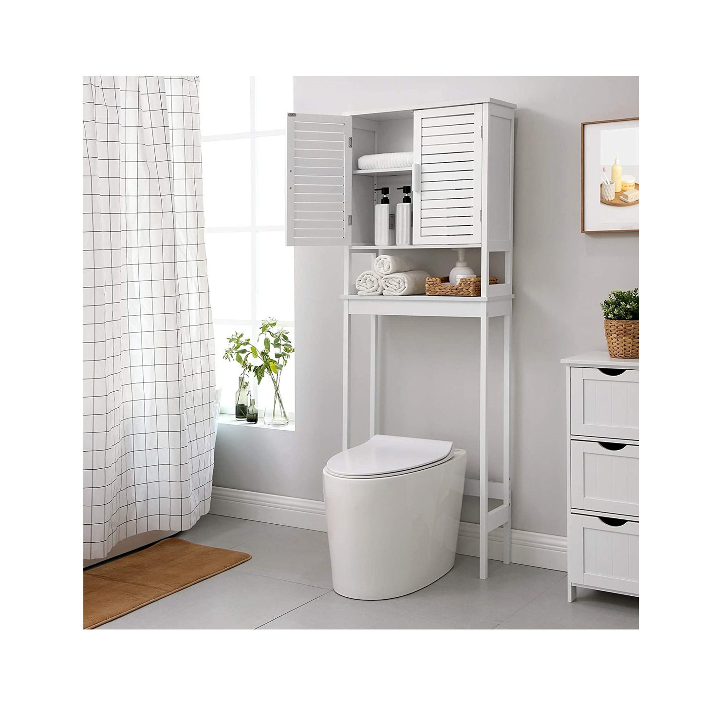 Almacenamiento sobre el inodoro gabinete de baño con estante | Etsy
