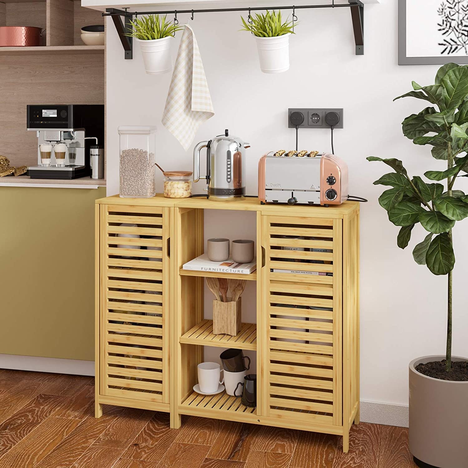 Gabinete de almacenamiento de baño de bambú gabinetes de | Etsy