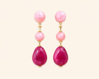 Marbled trio drop earrings