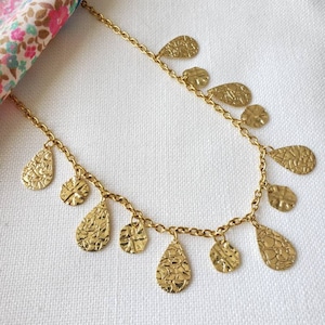 Golden brass drop tassel necklace image 1