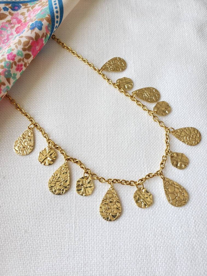 Golden brass drop tassel necklace image 1
