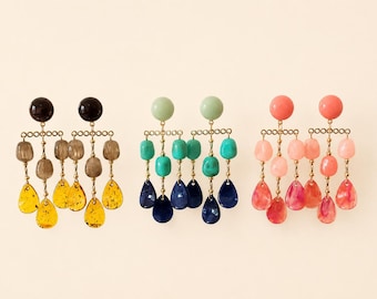 Multi-strand resin bead drop earrings